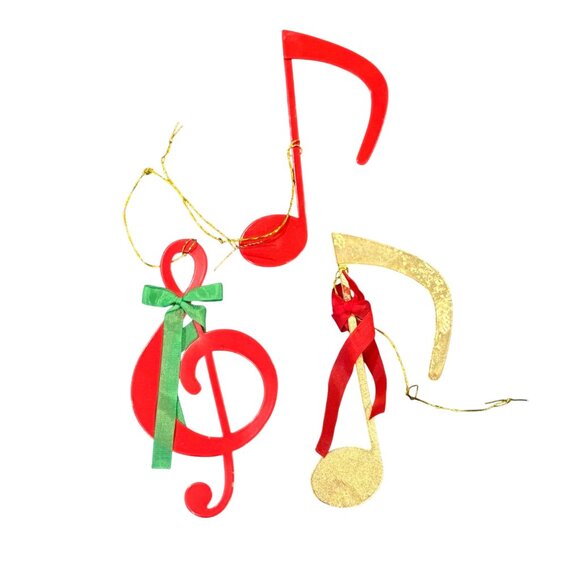 7-Piece Set Of Musical Instrument & Note-Themed Christmas Ornaments - Picture 5 of 6